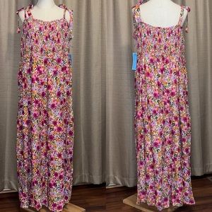 Draper James RSVP Plus Size Tie Strap Tier Maxi Dress Multi Color Floral Size 2X